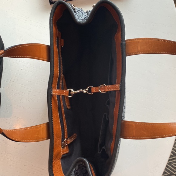 Coach Navy fabric and leather hand bag - Picture 8 of 16